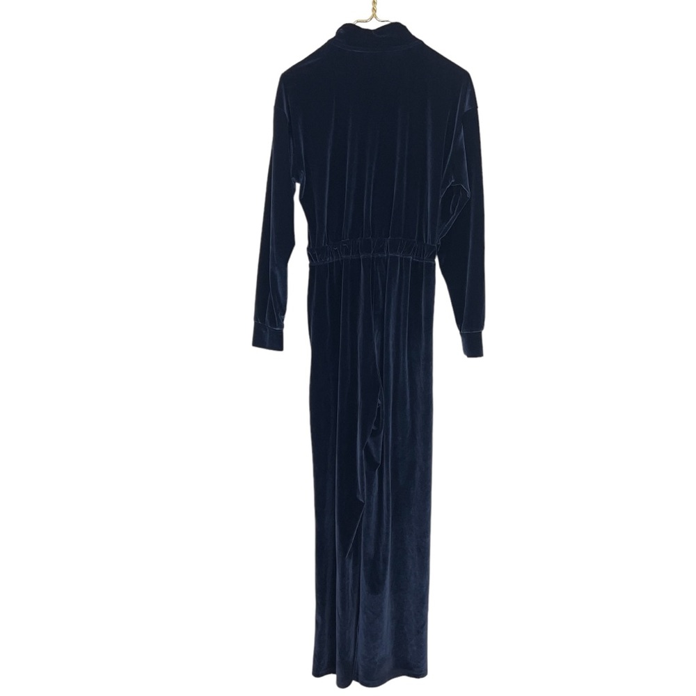Fabletics Velour Wide-leg Jumpsuit Womens Sz Small Navy Blue Zip Cozy - Picture 5 of 12
